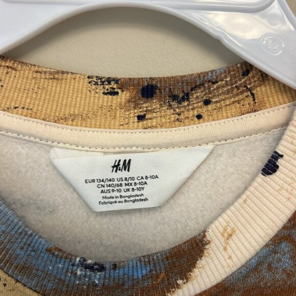 H&M kid’s Abstract Print Sweatshirt in Blue and Brown size 8-10y - Picture 3 of 3